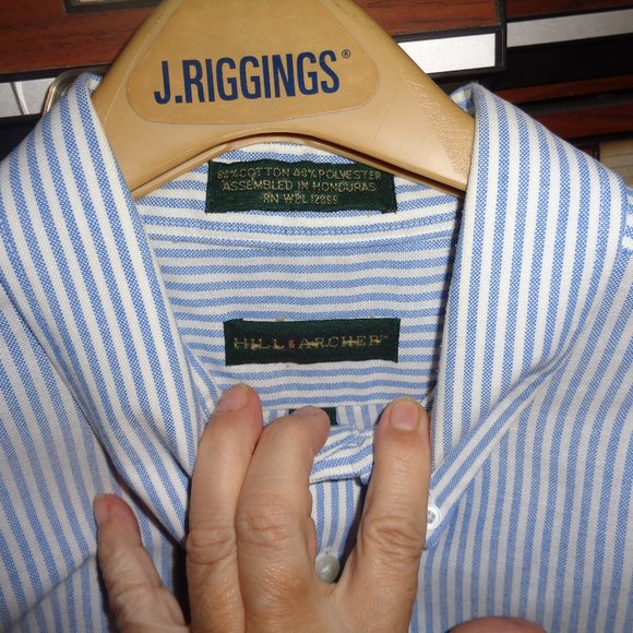 HILL AND ARCHER MENS DRESS SHIRT-SZ 18,34/35-BEAUTIFUL PIN STRIPE - Picture 3 of 5